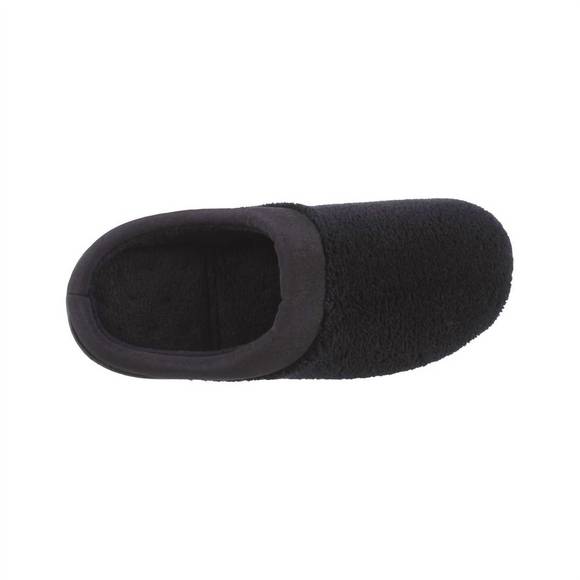 NEW ISOTONER women's microterry pillowstep satin cuff clog slipper in black - Picture 3 of 4